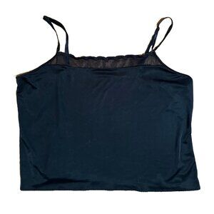 Vintage Vanity Fair spaghetti semi crop top with sheer scalloped trim